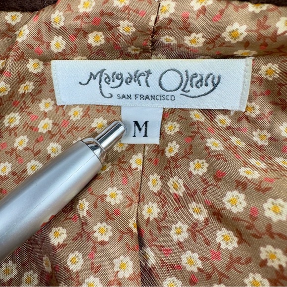 Chocolate Brown Wool Blazer Jacket M Floral Lining Power Dress Margaret O’Leary - Picture 11 of 14